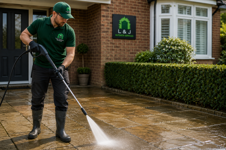 Pressure washing in a hornchurch drive